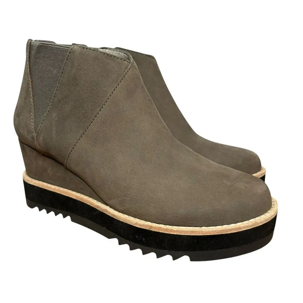 NEW $250 Sz 6.5 Women Eileen Fisher Caddy Nubuck Leather Chelsea Wedge Boots - Picture 2 of 11